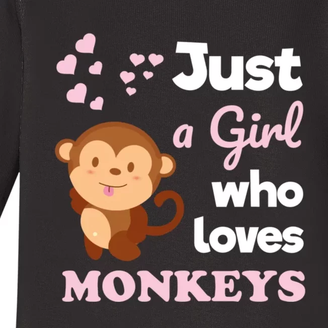 Just A Girl Who Loves Monkeys Girls Monkey Baby Long Sleeve Bodysuit