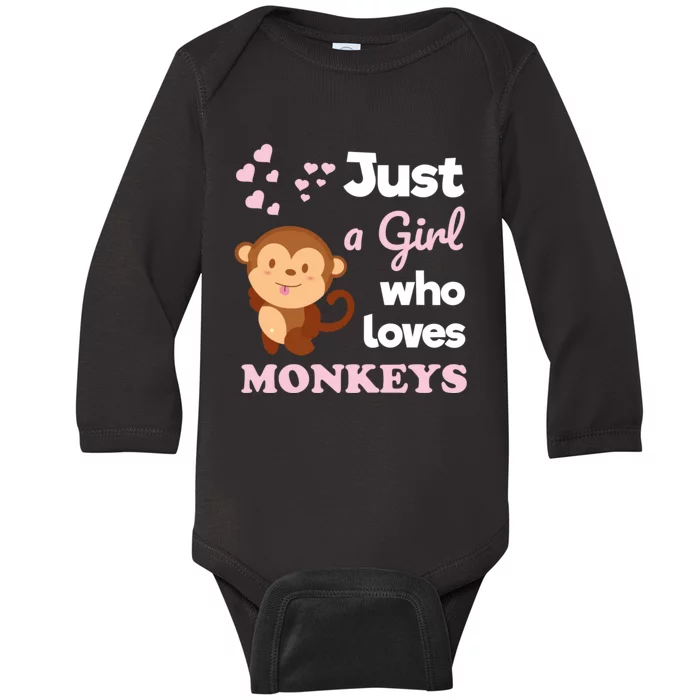 Just A Girl Who Loves Monkeys Girls Monkey Baby Long Sleeve Bodysuit