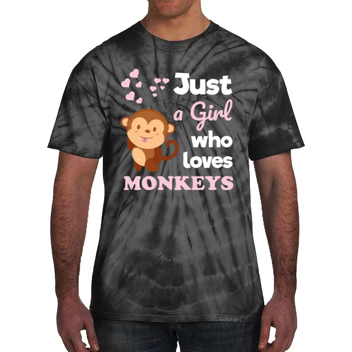 Just A Girl Who Loves Monkeys Girls Monkey Tie-Dye T-Shirt