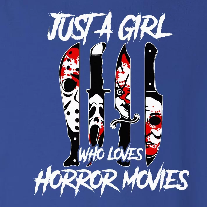 Just A Girl Who Loves Horror Movies Characters In Knives Toddler Long Sleeve Shirt