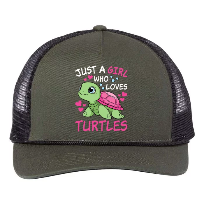 Just A Girl Who Loves Turtles Ocean Animal Cute Sea Turtle Retro Rope Trucker Hat Cap