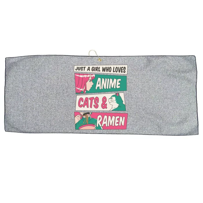 Just A Girl Who Loves Anime Cats And Ramen Large Microfiber Waffle Golf Towel