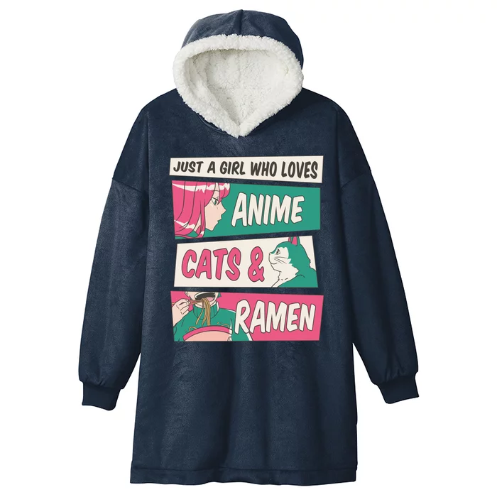 Just A Girl Who Loves Anime Cats And Ramen Hooded Wearable Blanket