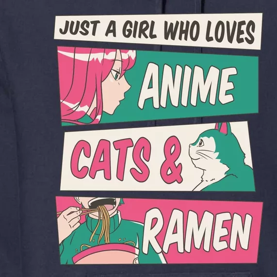 Just A Girl Who Loves Anime Cats And Ramen Premium Hoodie