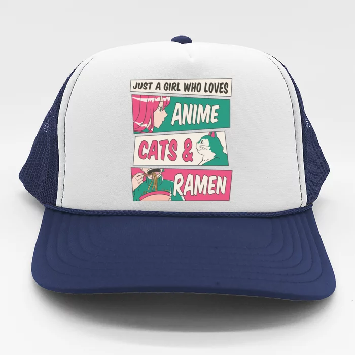 Just A Girl Who Loves Anime Cats And Ramen Trucker Hat