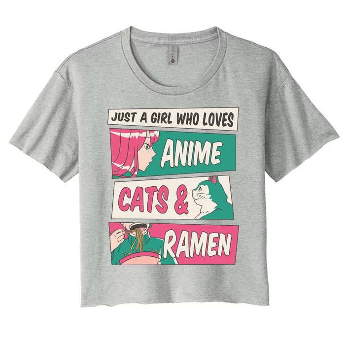 Just A Girl Who Loves Anime Cats And Ramen Women's Crop Top Tee