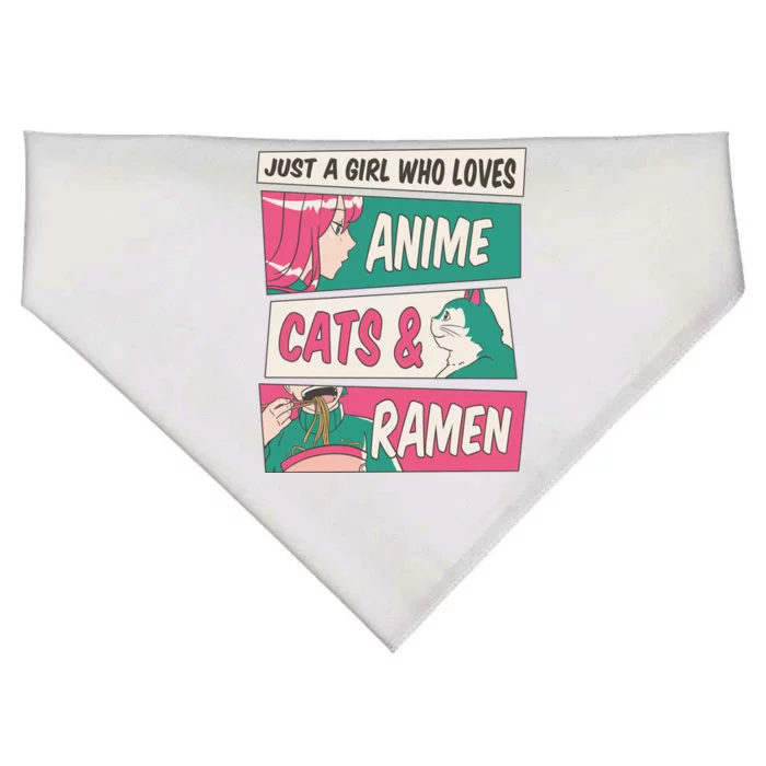 Just A Girl Who Loves Anime Cats And Ramen USA-Made Doggie Bandana