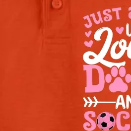 Just A Girl Who Loves Dogs And Soccer Funny Dog Lovers Dry Zone Grid Performance Polo