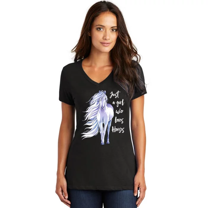 Just A Girl Who Loves Horse Meaningful Women's V-Neck T-Shirt