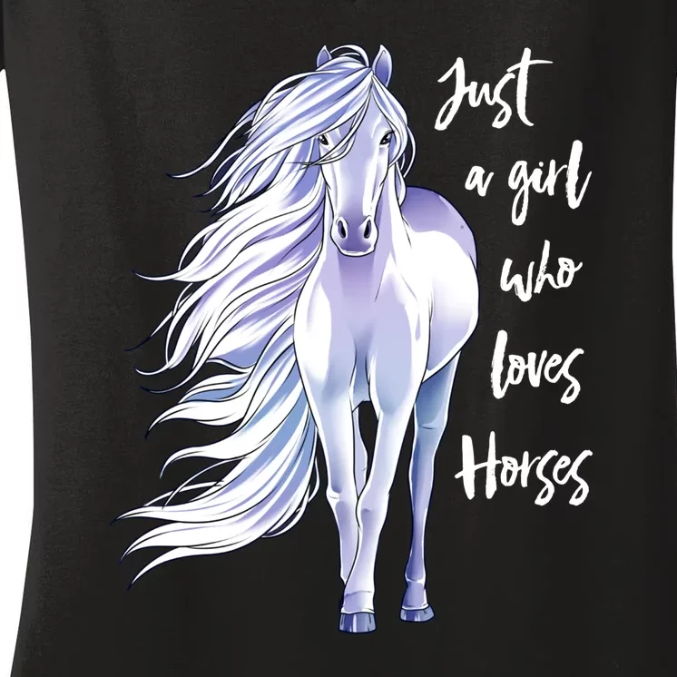 Just A Girl Who Loves Horse Meaningful Women's V-Neck T-Shirt