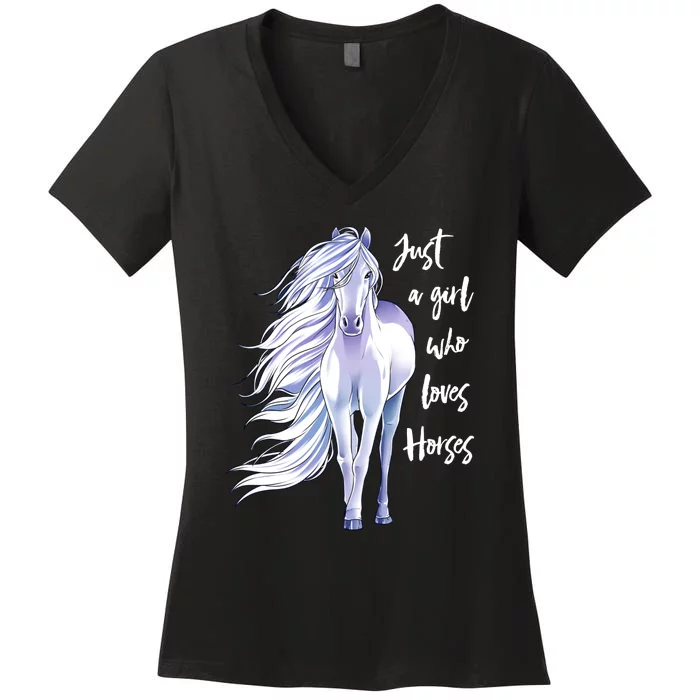 Just A Girl Who Loves Horse Meaningful Women's V-Neck T-Shirt