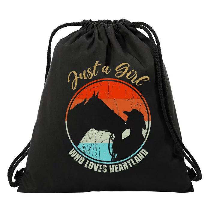 Just A Girl Who Loves Heartland Vintage Cowgirl Fun Drawstring Bag