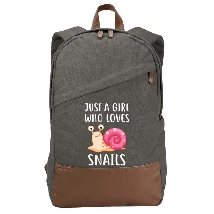 Just A Girl Who Loves Snails Cute Snail Girl Gift Cotton Canvas Backpack