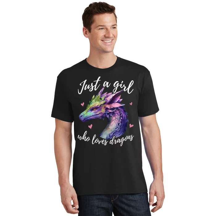 Just A Girl Who Loves Dragons Cute Watercolor T-Shirt