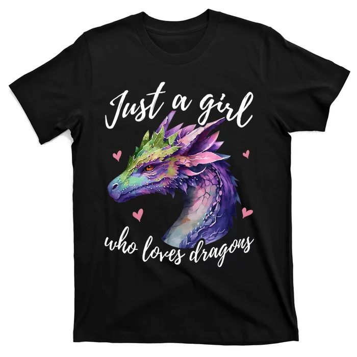 Just A Girl Who Loves Dragons Cute Watercolor T-Shirt