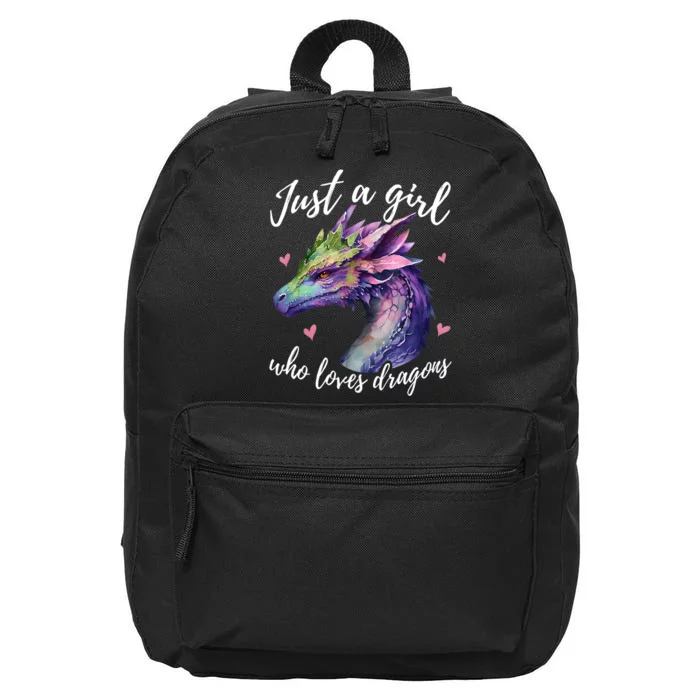 Just A Girl Who Loves Dragons Cute Watercolor 16 in Basic Backpack