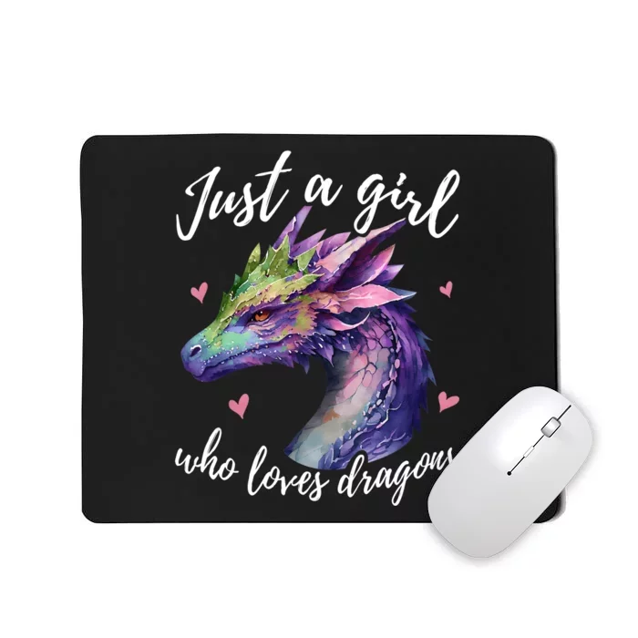 Just A Girl Who Loves Dragons Cute Watercolor Mousepad