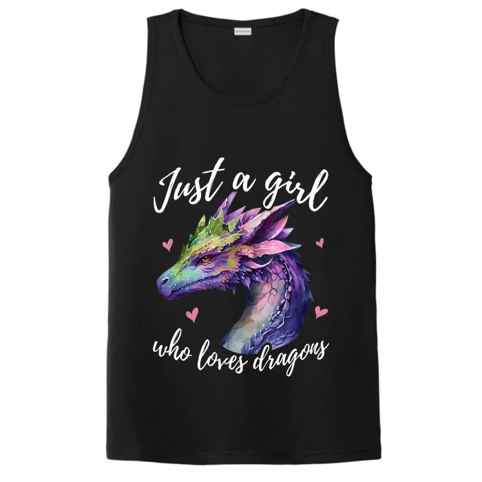 Just A Girl Who Loves Dragons Cute Watercolor Performance Tank