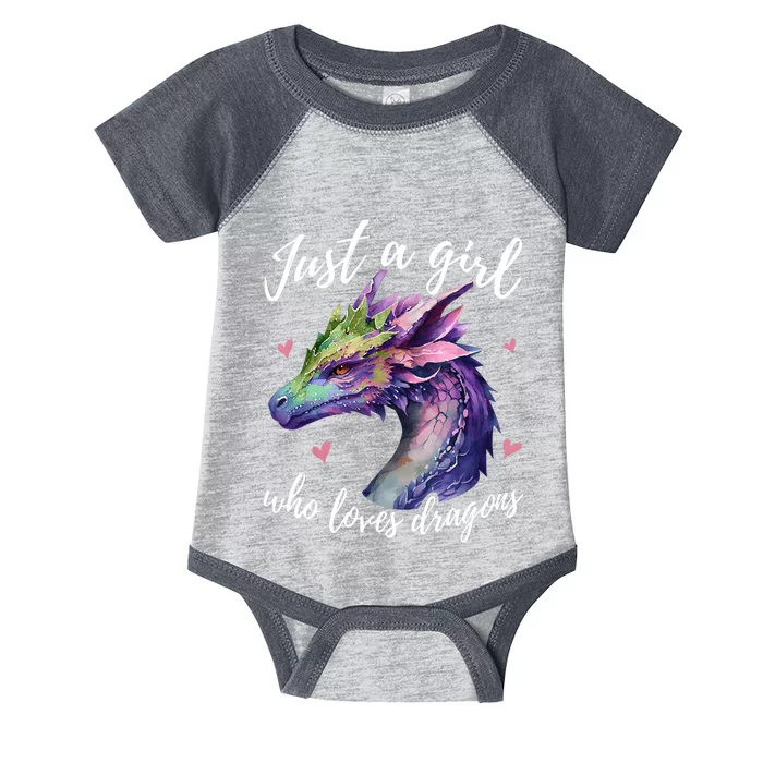 Just A Girl Who Loves Dragons Cute Watercolor Infant Baby Jersey Bodysuit