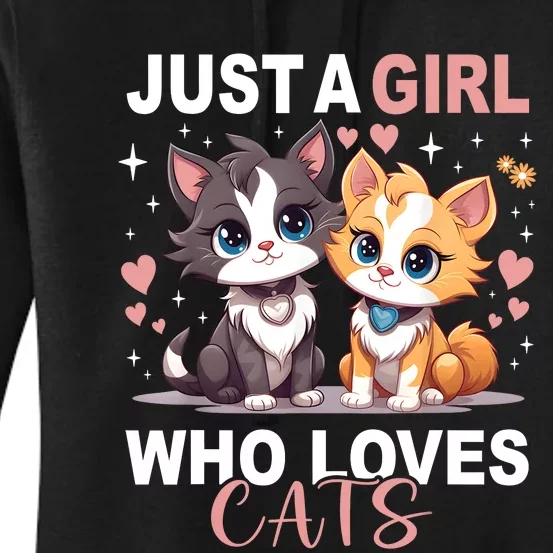 Just A Girl Who Loves Cats Cute Cat Lover Women's Pullover Hoodie