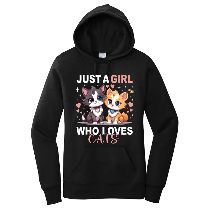 Just A Girl Who Loves Cats Cute Cat Lover Women's Pullover Hoodie