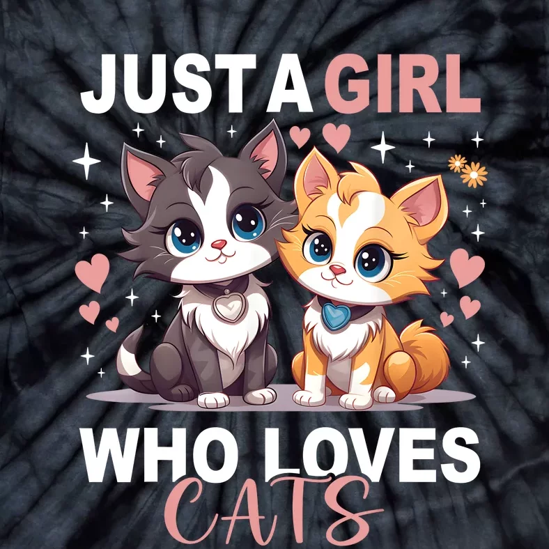 Just A Girl Who Loves Cats Cute Cat Lover Tie-Dye T-Shirt