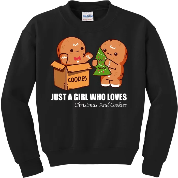 Just A Girl Who Loves Christmas And Cookies Kids Sweatshirt