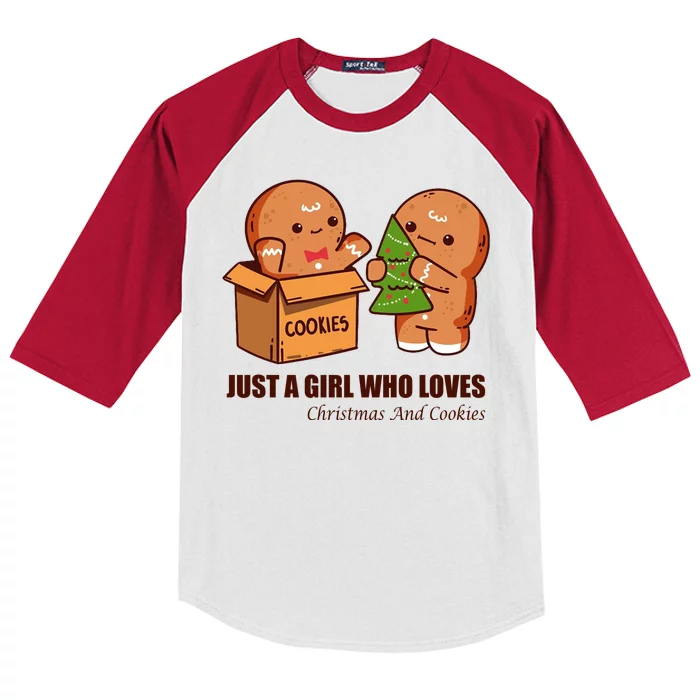 Just A Girl Who Loves Christmas And Cookies Kids Colorblock Raglan Jersey