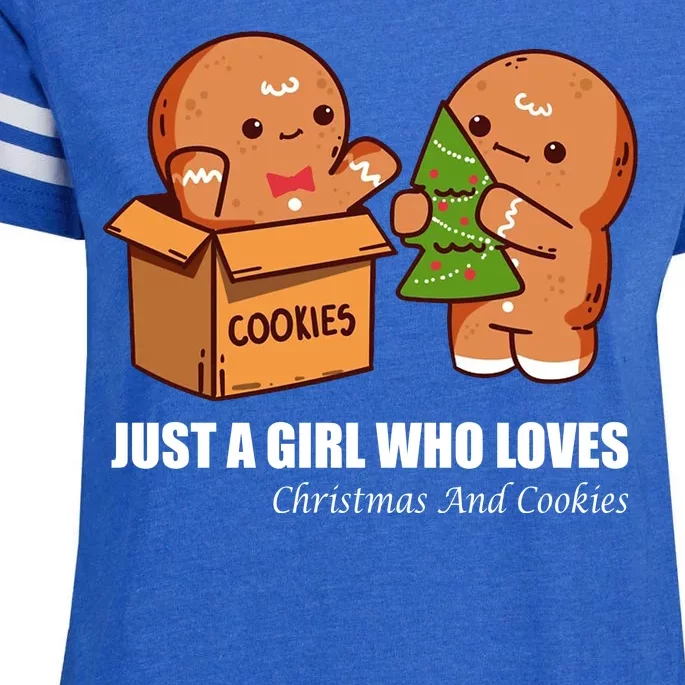 Just A Girl Who Loves Christmas And Cookies Enza Ladies Jersey Football T-Shirt