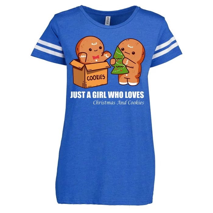 Just A Girl Who Loves Christmas And Cookies Enza Ladies Jersey Football T-Shirt