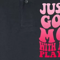 Just A Good Mom With A Posty Play List Groovy Saying Softstyle Adult Sport Polo