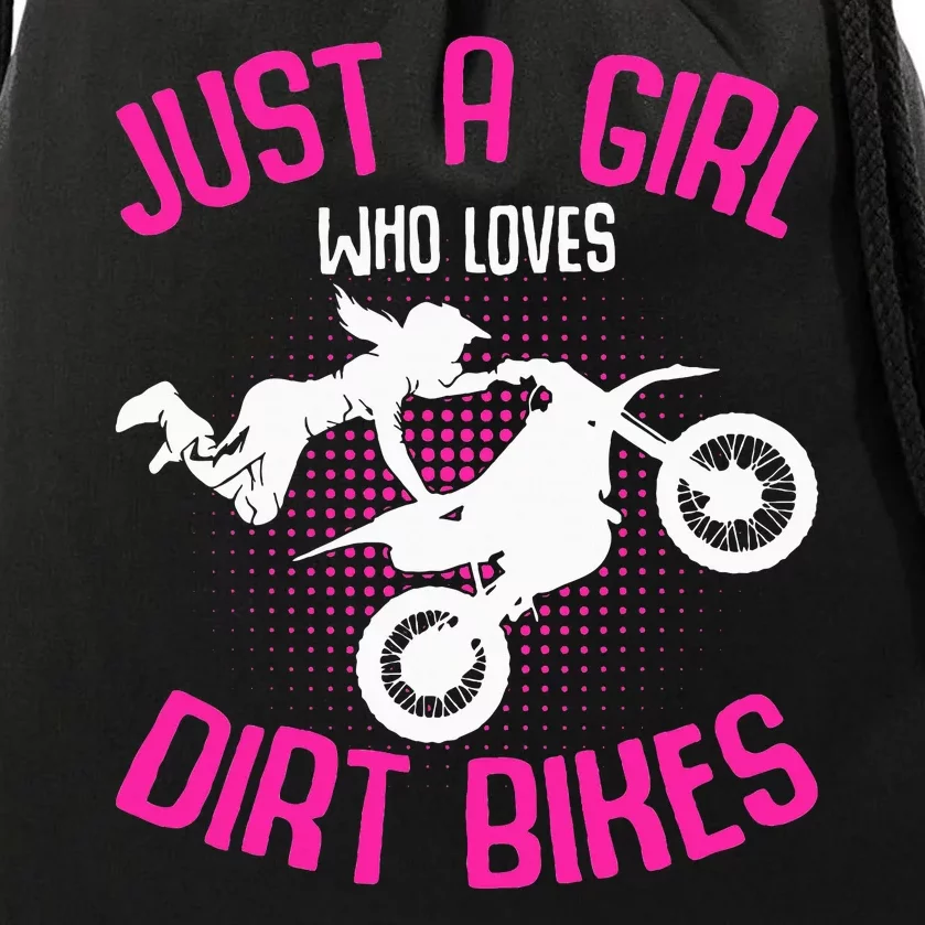 Just A Girl Who Loves Dirt Bikes Motocross Dirt Biking Drawstring Bag