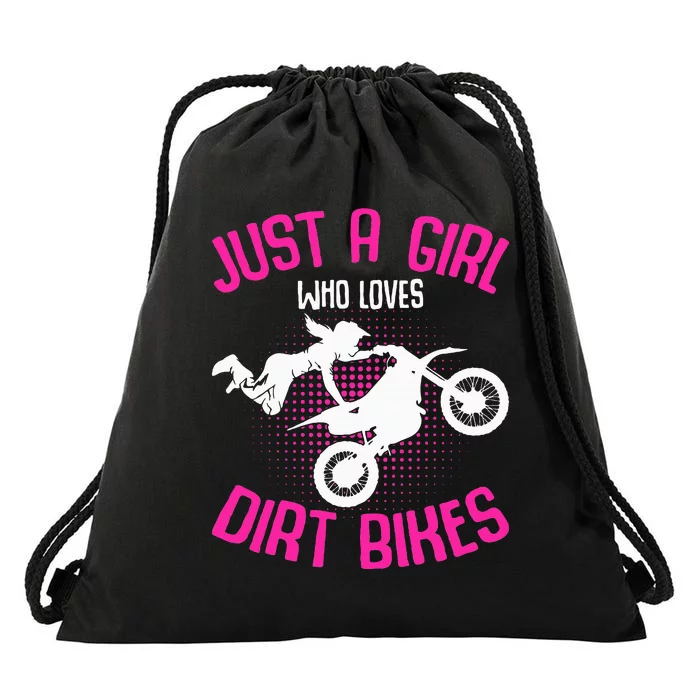 Just A Girl Who Loves Dirt Bikes Motocross Dirt Biking Drawstring Bag