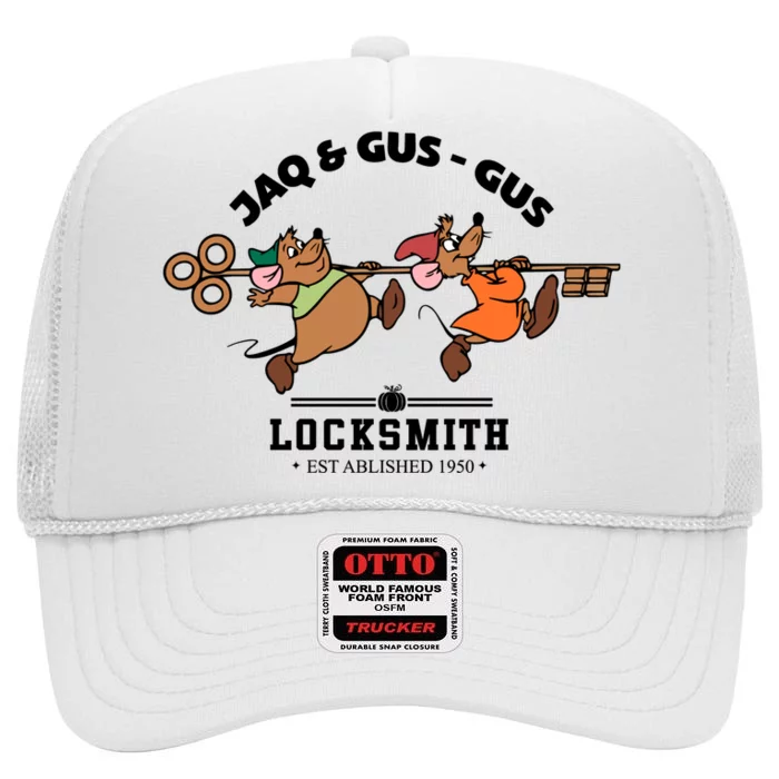 Jag And Gus Locksmith Establisted 1950 Cute Mouse High Crown Mesh Trucker Hat