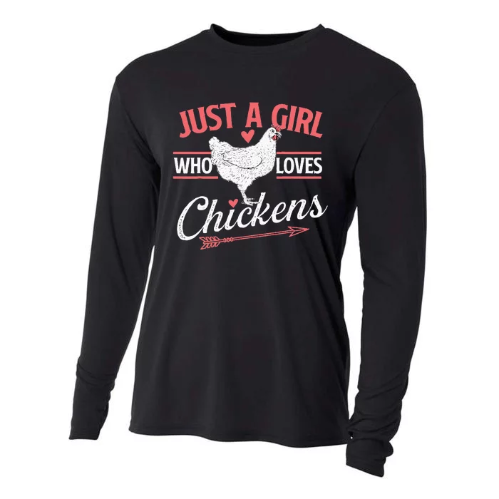 Just A Girl Who Loves Chickens Chicken Lover Poultry Owner Cooling Performance Long Sleeve Crew