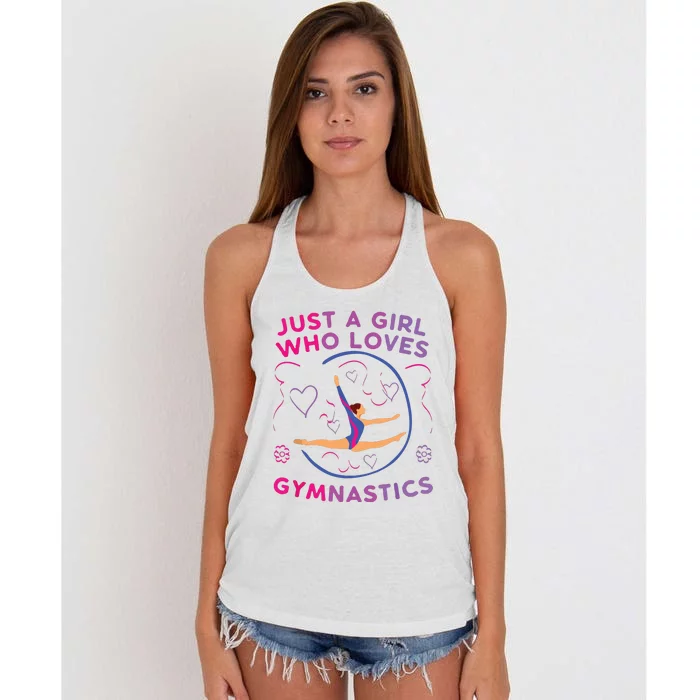 Just A Girl Who Loves Gymnastics Funny Gift Girl Women's Knotted Racerback Tank