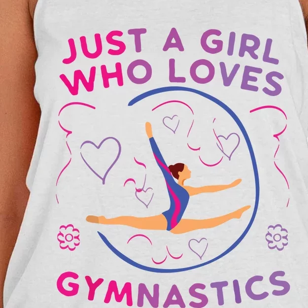 Just A Girl Who Loves Gymnastics Funny Gift Girl Women's Knotted Racerback Tank