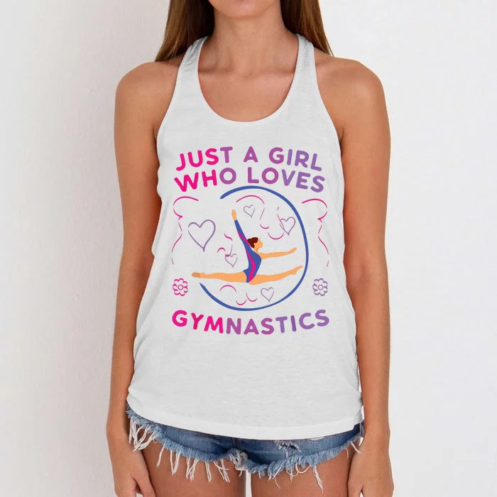 Just A Girl Who Loves Gymnastics Funny Gift Girl Women's Knotted Racerback Tank