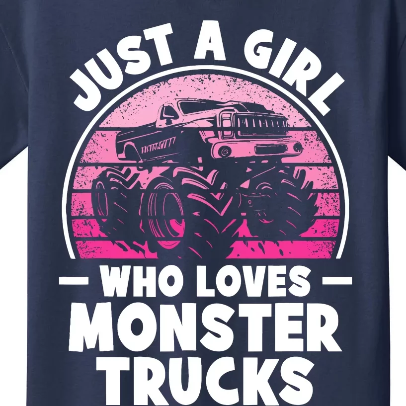 Just A Girl Who Loves Monster Trucks Funny Monster Truck Kids T-Shirt