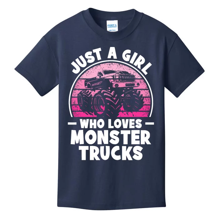 Just A Girl Who Loves Monster Trucks Funny Monster Truck Kids T-Shirt