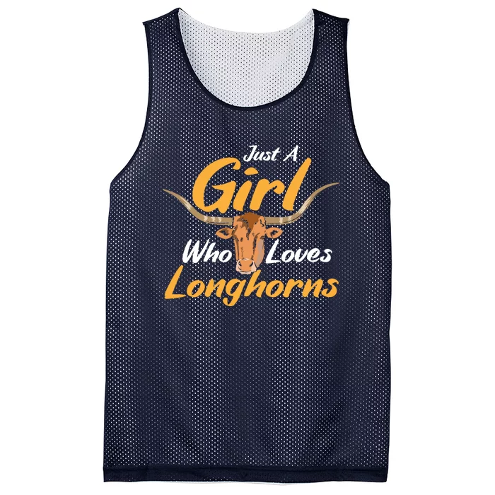 Just A Girl Who Loves Longhorn Funny Texas Longhorn Cow Mesh Reversible Basketball Jersey Tank