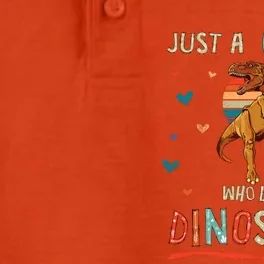 Just A Girl Who Loves Dinosaurs Funny Trex Dry Zone Grid Performance Polo