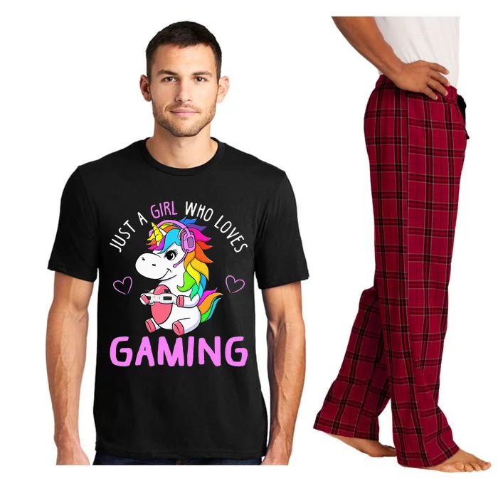 Just A Girl Who Loves Gaming Cute Gamer Unicorn Gift Women Pajama Set