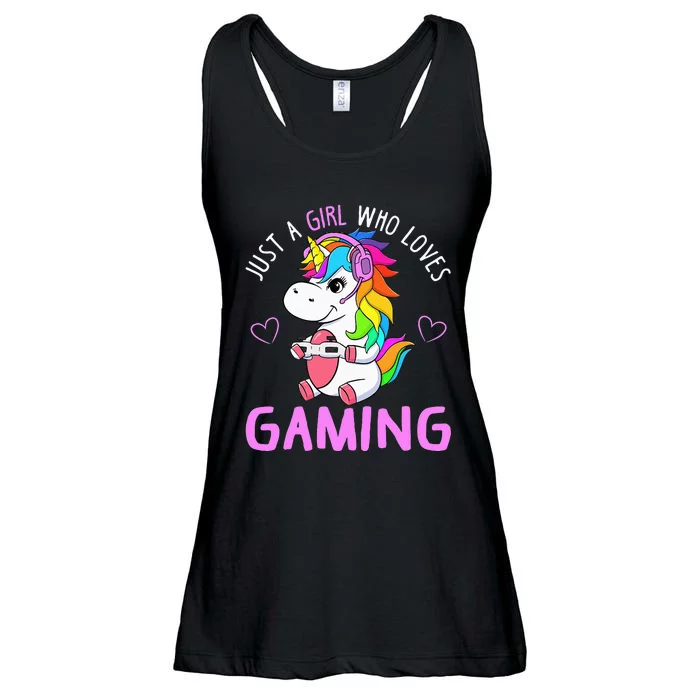 Just A Girl Who Loves Gaming Cute Gamer Unicorn Gift Women Ladies Essential Flowy Tank