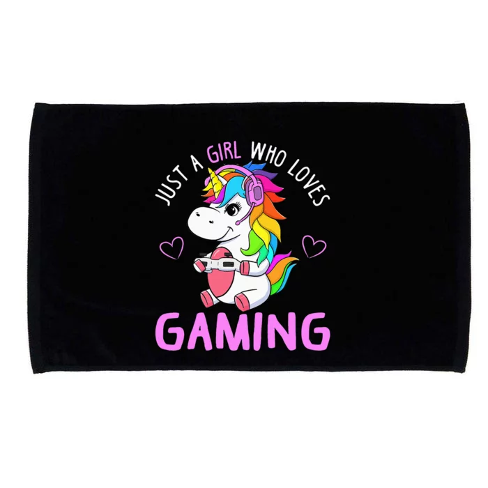 Just A Girl Who Loves Gaming Cute Gamer Unicorn Gift Women Microfiber Hand Towel