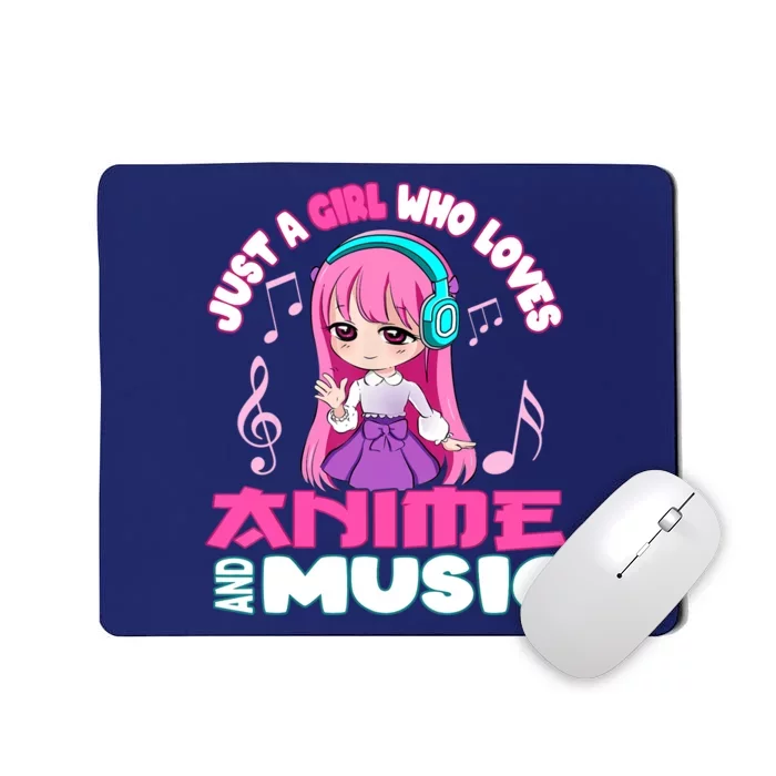 just a girl who loves anime and music chibi graphic Mousepad