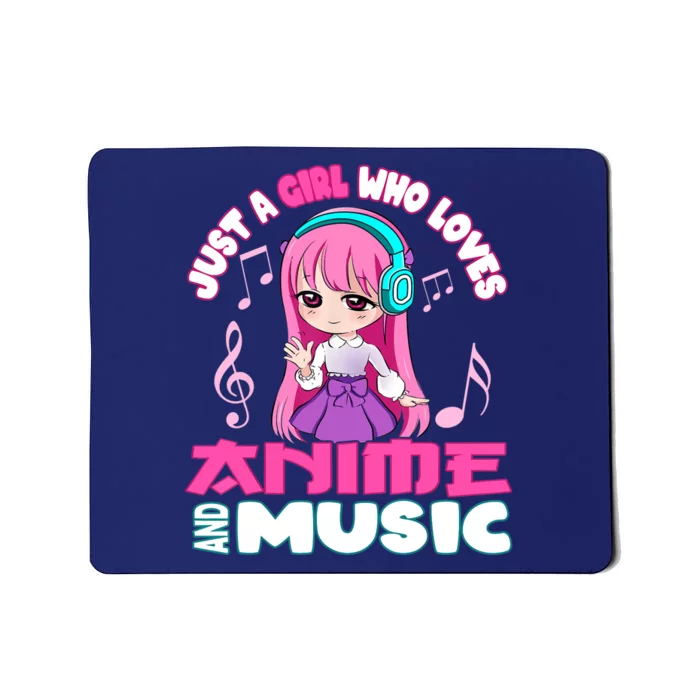 just a girl who loves anime and music chibi graphic Mousepad