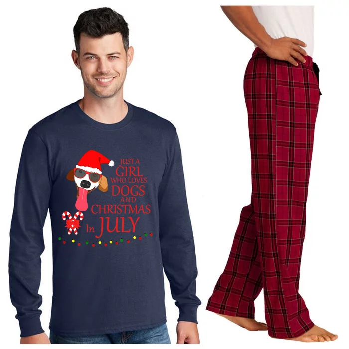 Just a Girl Who loves Dogs and Christmas in July Summer Gift Long Sleeve Pajama Set