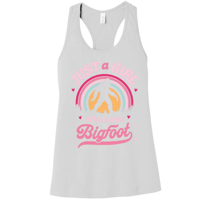 Just A Girl Who Loves Bigfoot Funny Funny Funny Bigfoot Women's Racerback Tank