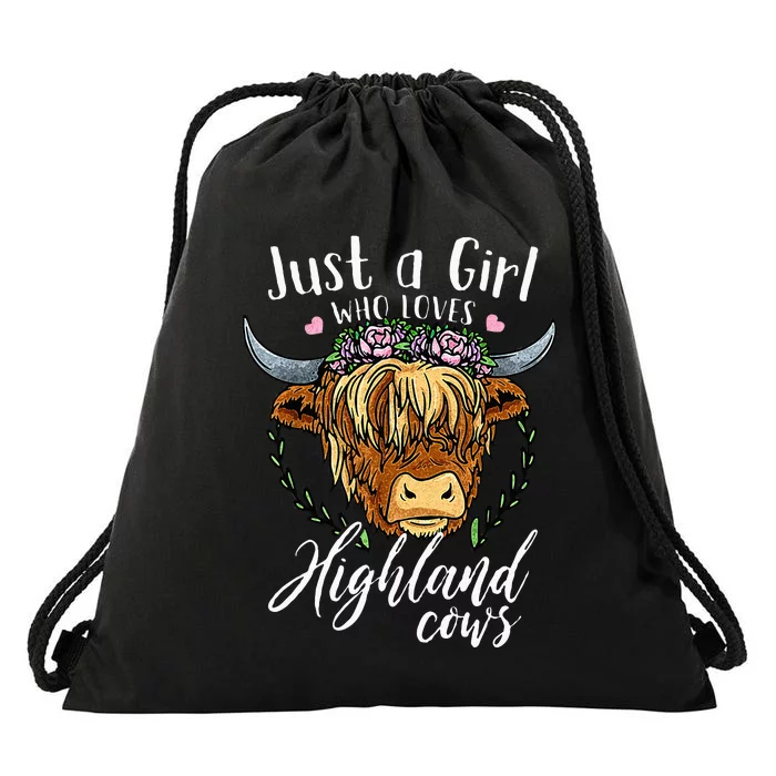 Just A Girl Who Loves Scottish Highland Cows Drawstring Bag